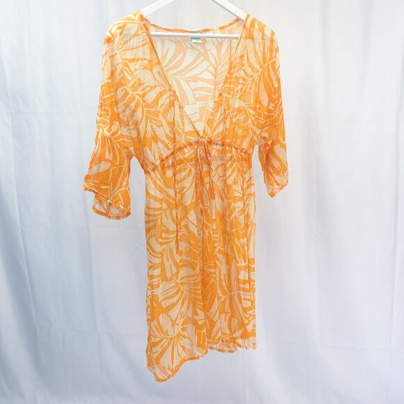 Women's Summer Cover Up Toes On The Nose Brand Vibrant Orange & White - Picture 7 of 13